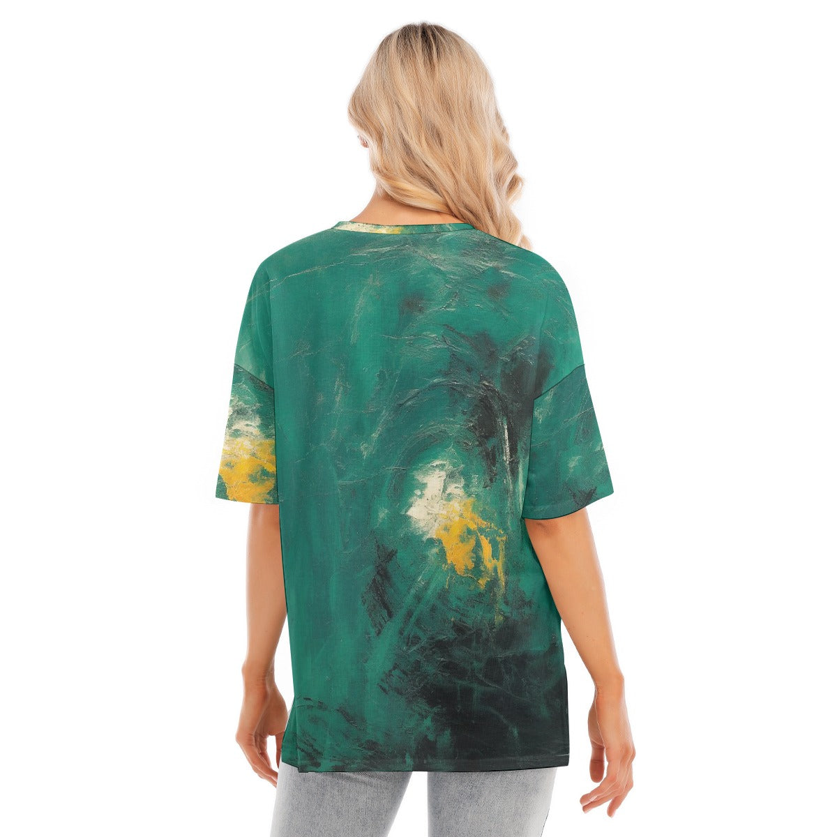 All-Over Print Women's Short Sleeves T-shirt With Hem Split