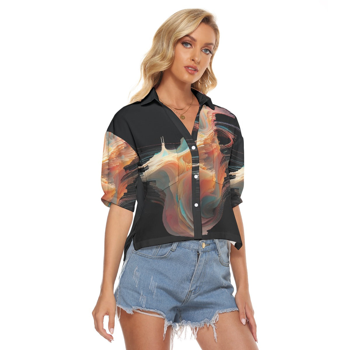 All-Over Print Women's V-neck Shirts