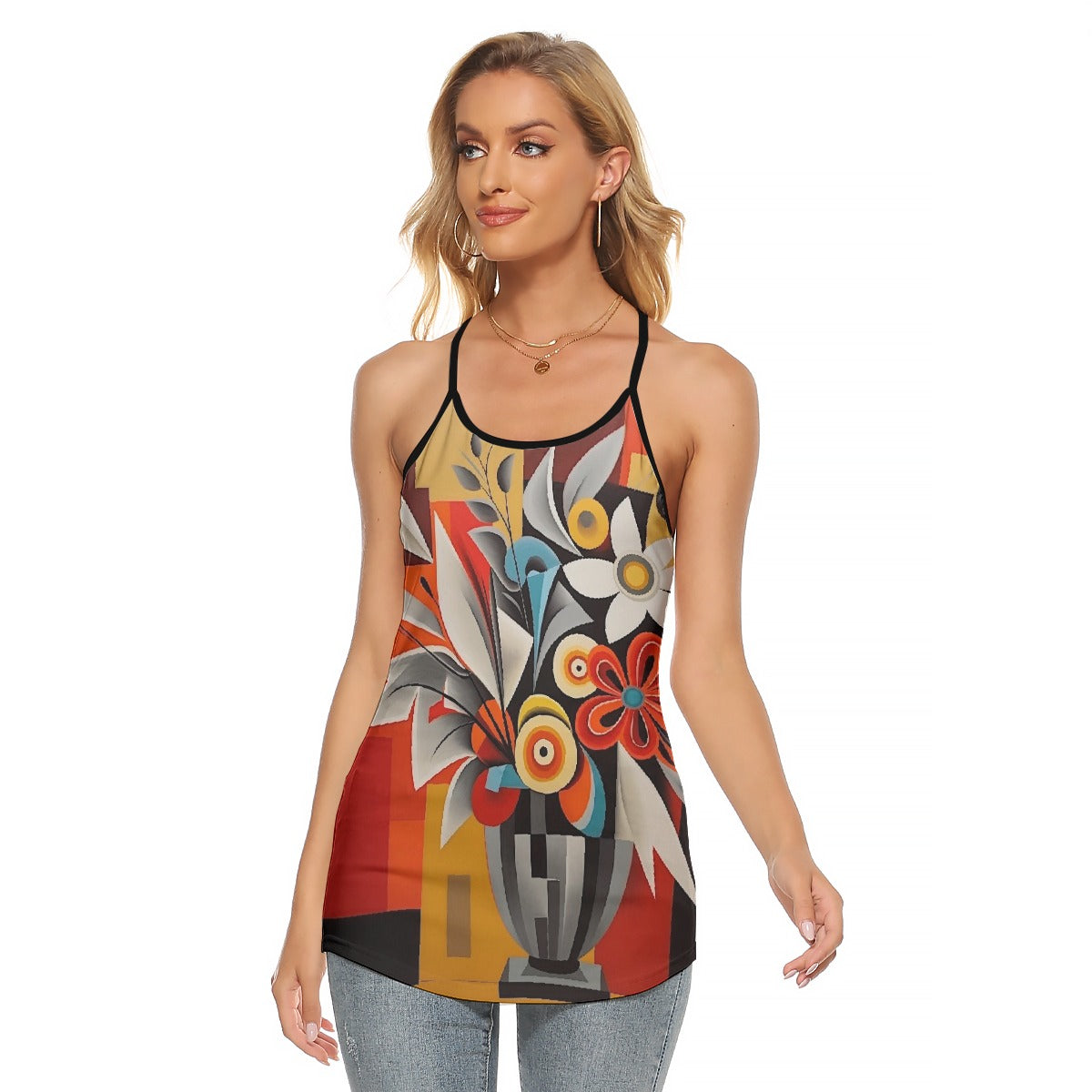 All-Over Print Women's Criss-Cross Open Back Tank Top