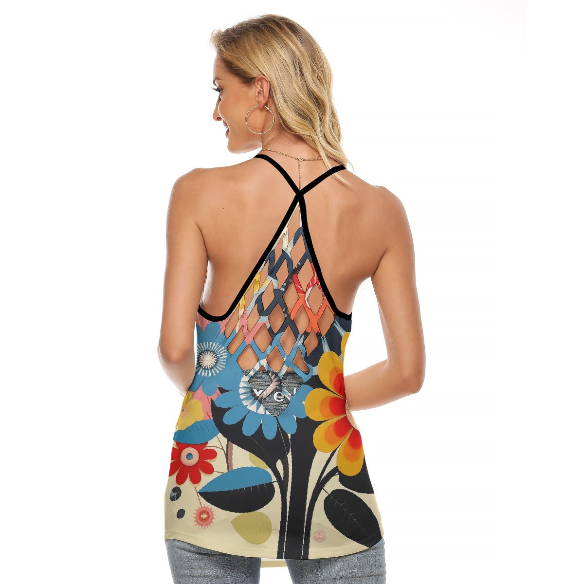 All-Over Print Women's Criss-Cross Open Back Tank Top