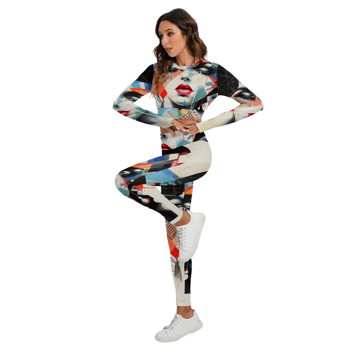 All-Over Print Women's Sport Set With Backless Top And Leggings