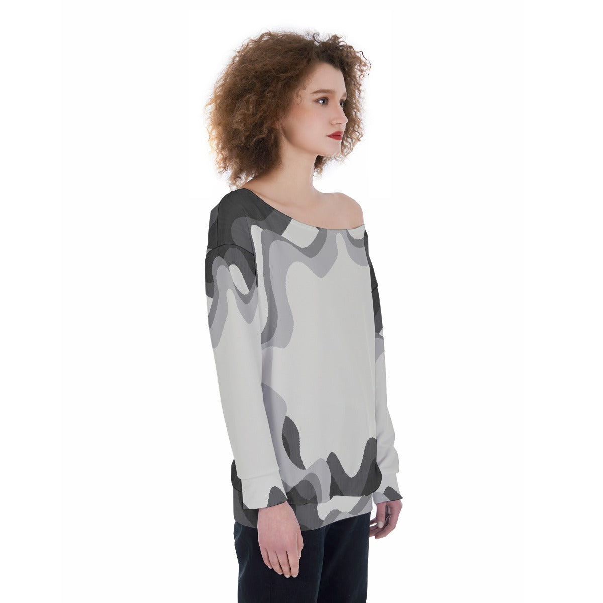 All-Over Print Oversized Women's Off-Shoulder Sweatshirt