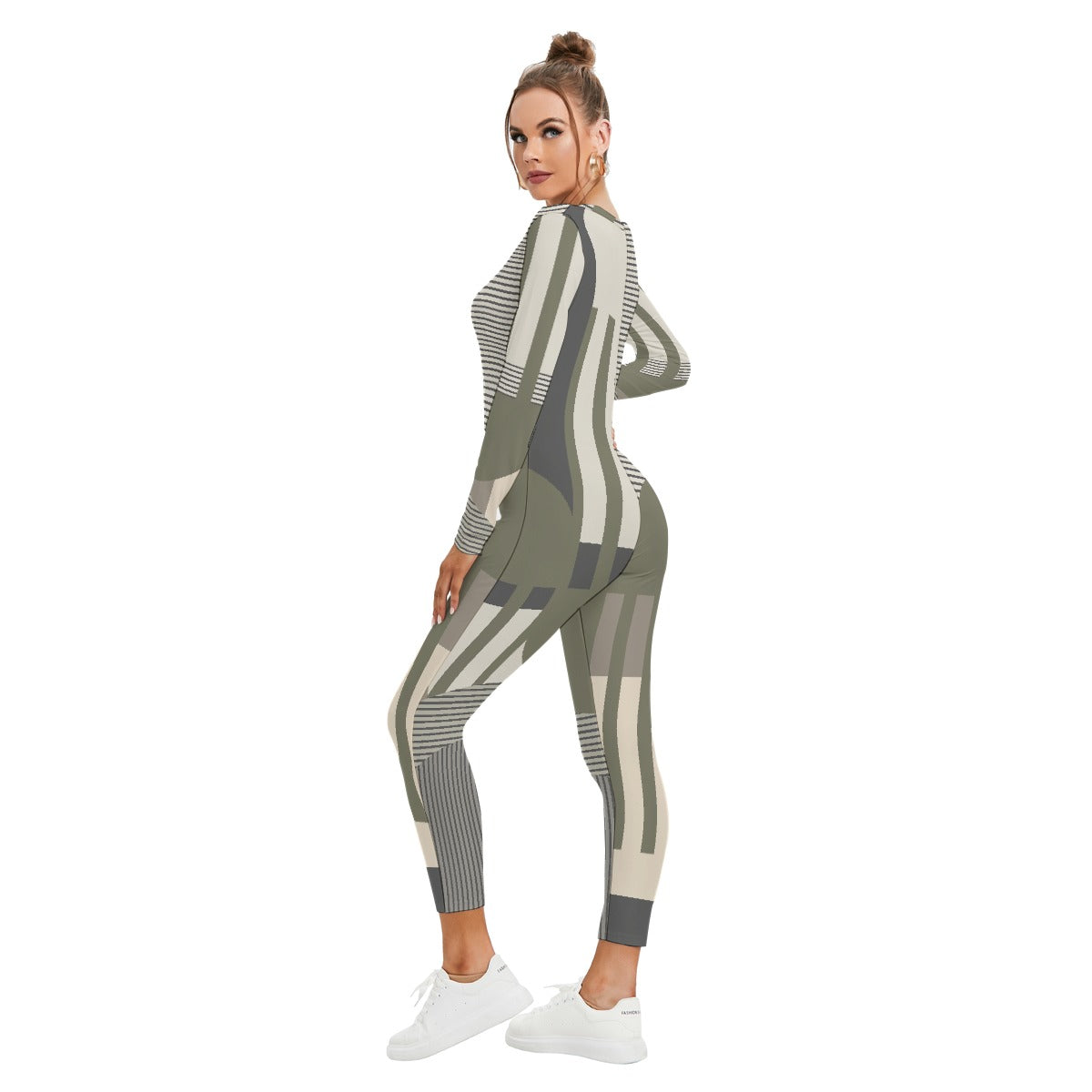 All-Over Print Women's Plunging Neck Jumpsuit