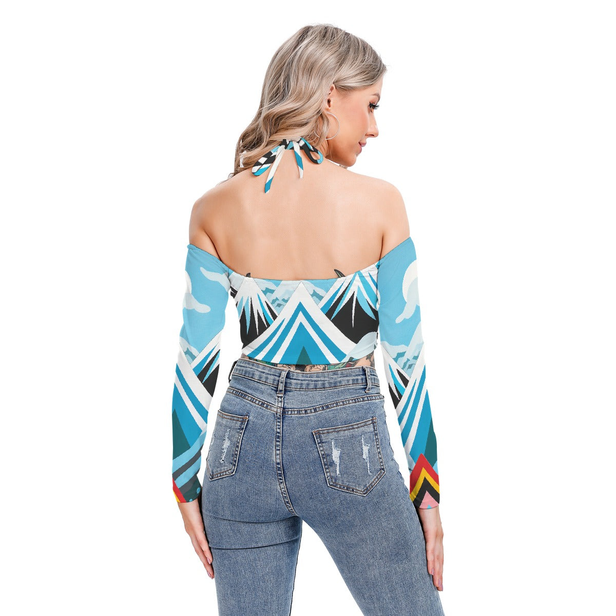 All-Over Print Women's Halter Lace-up Top