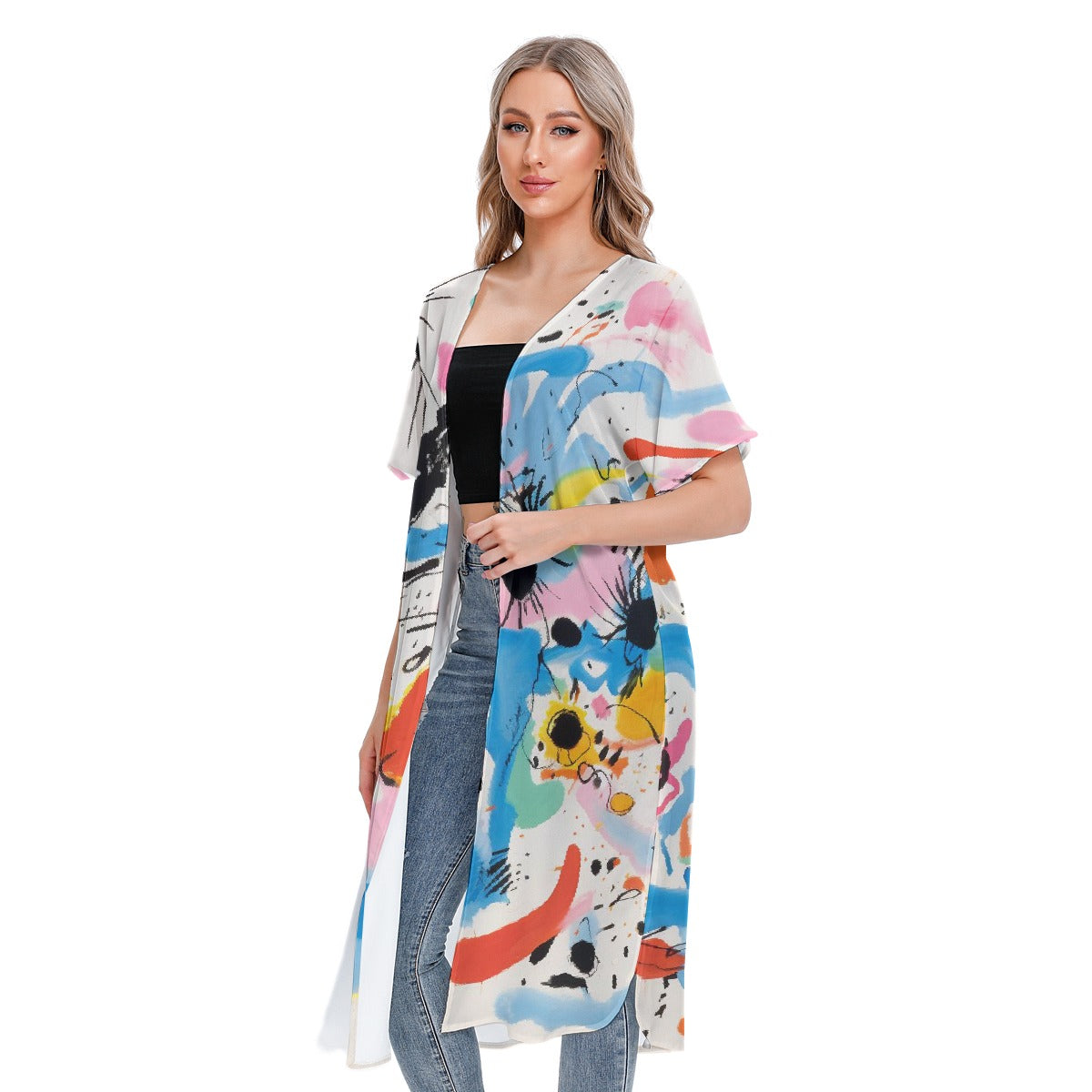 All-Over Print Women's Short Sleeve Cardigan