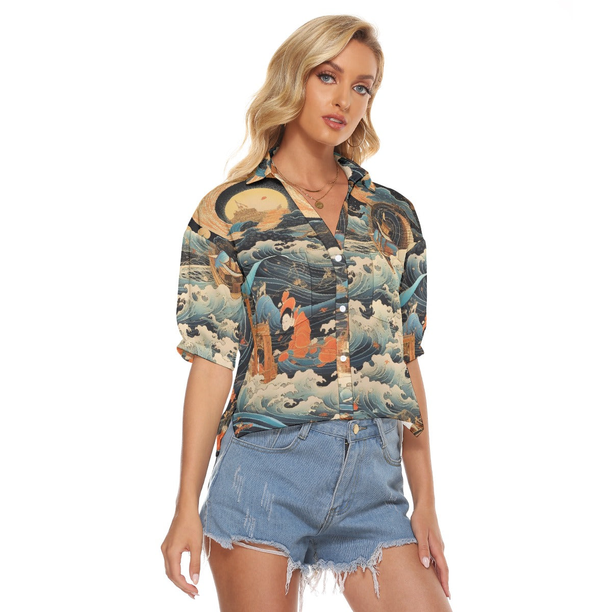 All-Over Print Women's V-neck Shirts