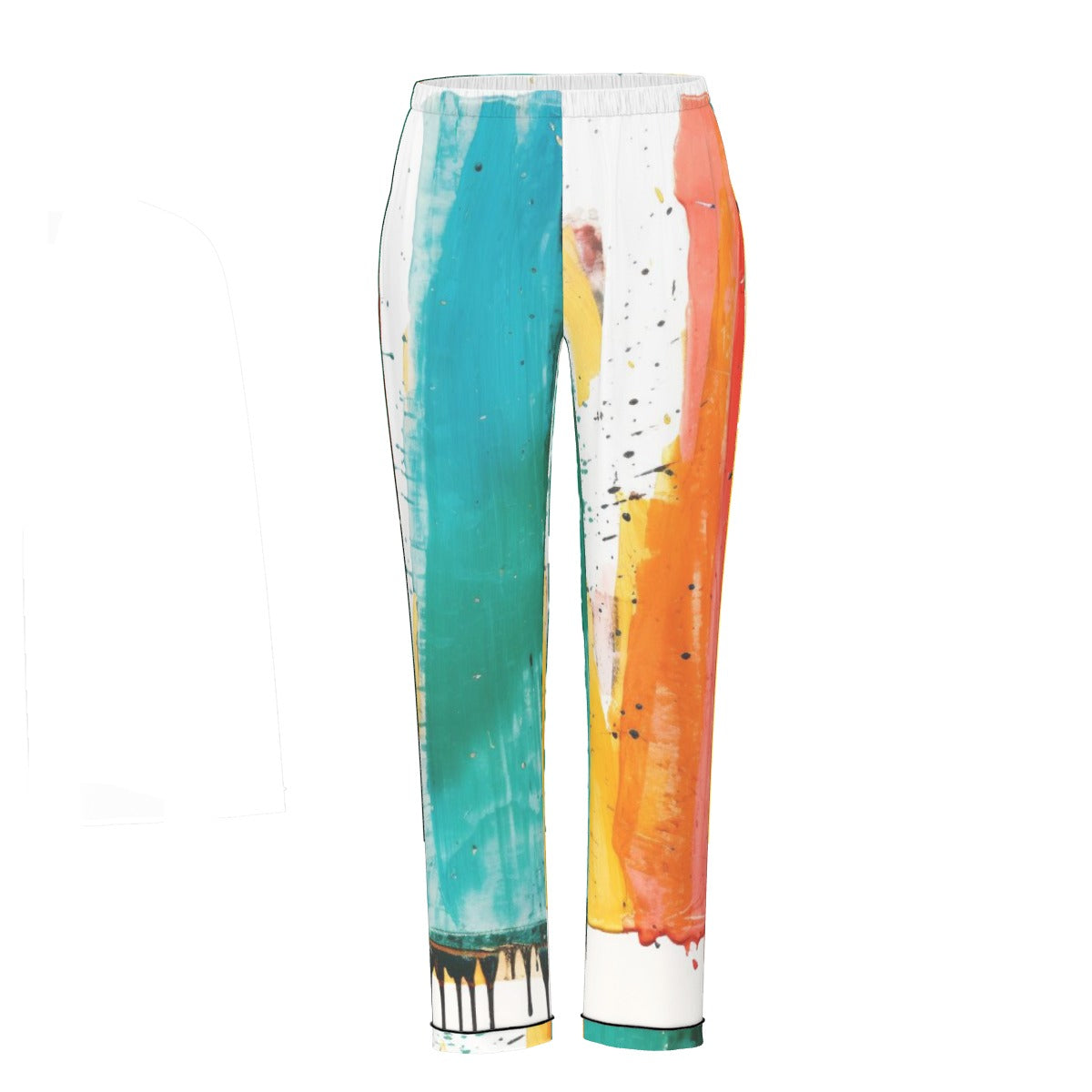 All-Over Print Women's Long Sleeve Pajama Set With Black Contrast Piping