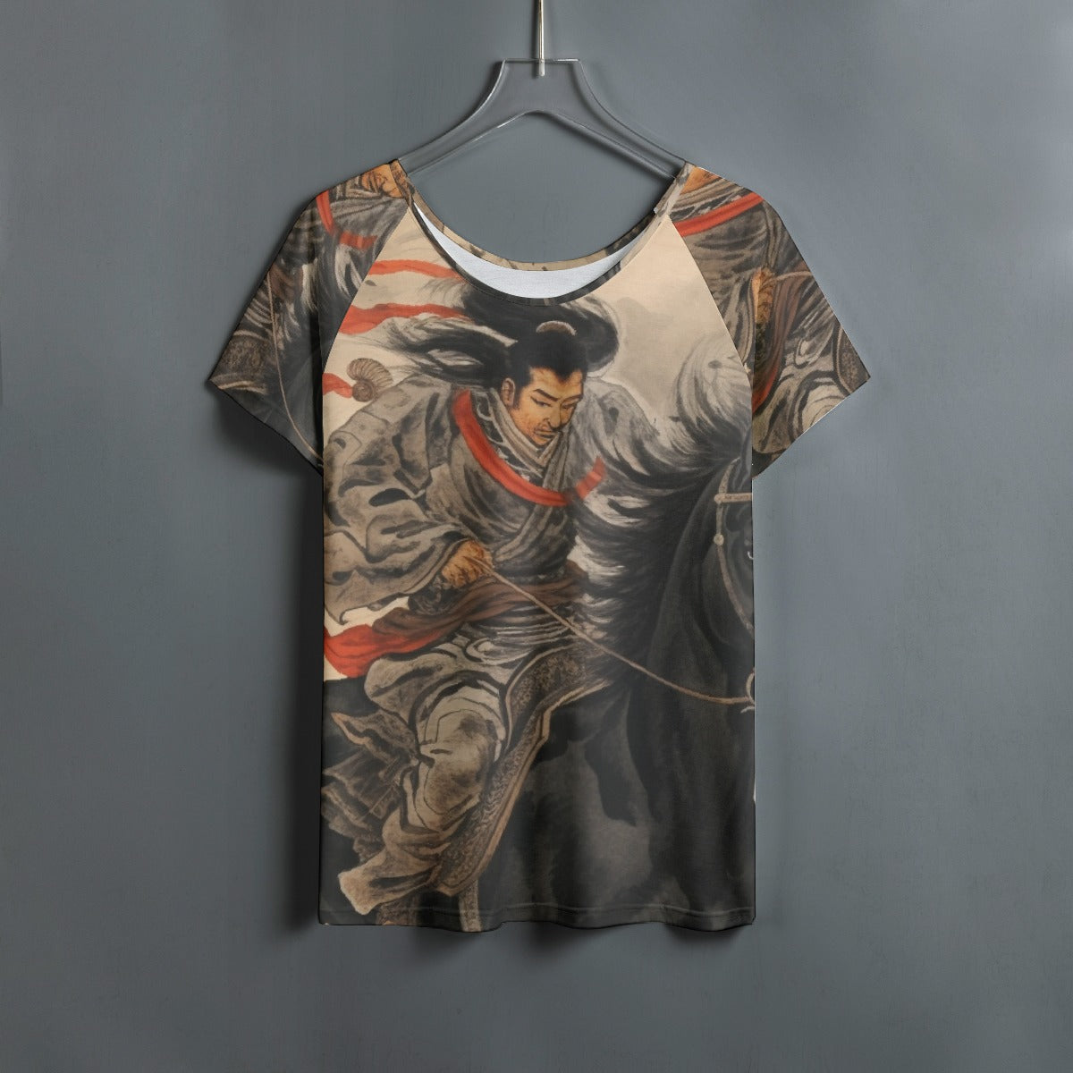 All-Over Print Women's Round Neck T-shirt With Raglan Sleeve
