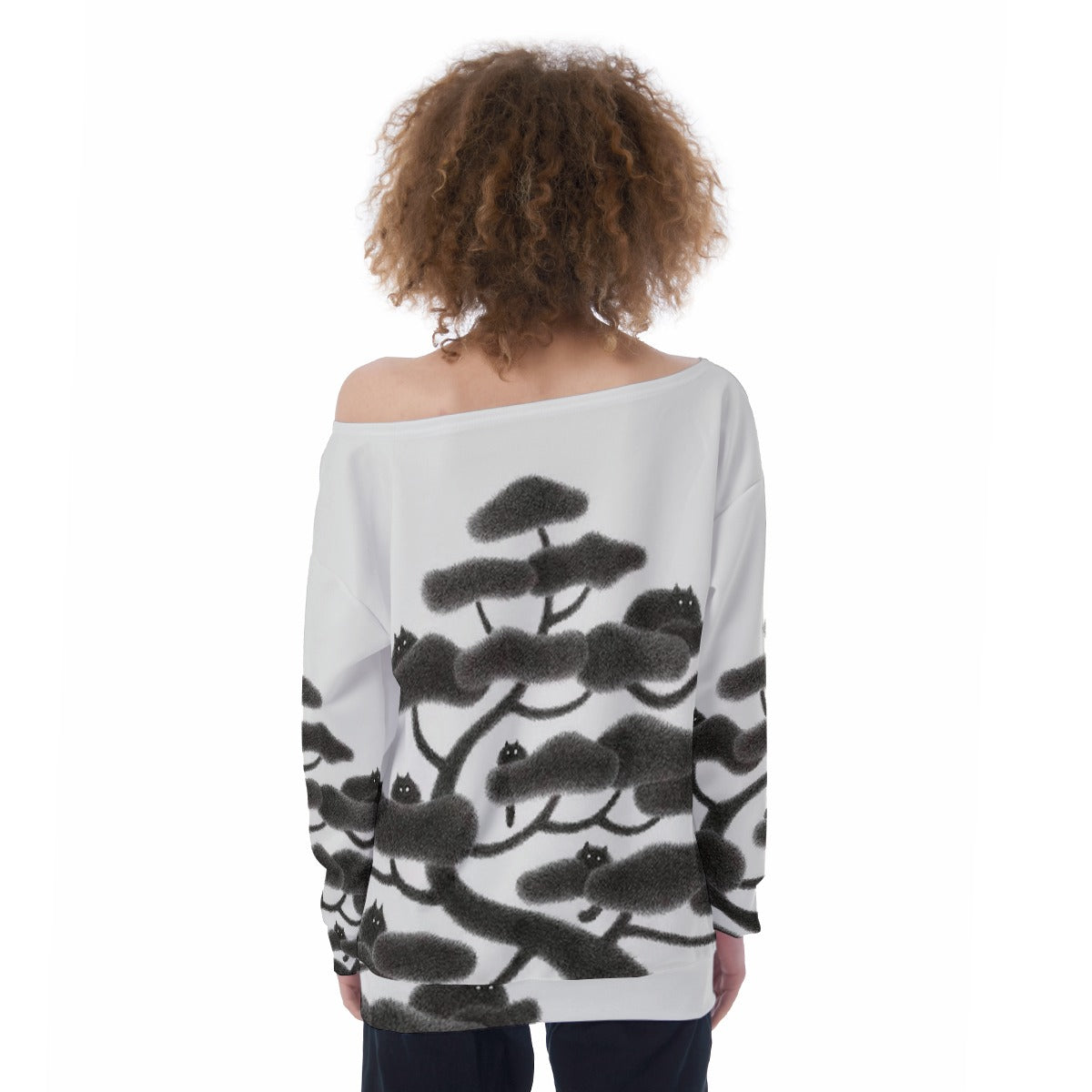 All-Over Print Oversized Women's Off-Shoulder Sweatshirt