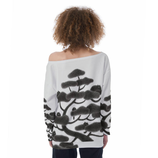 All-Over Print Oversized Women's Off-Shoulder Sweatshirt
