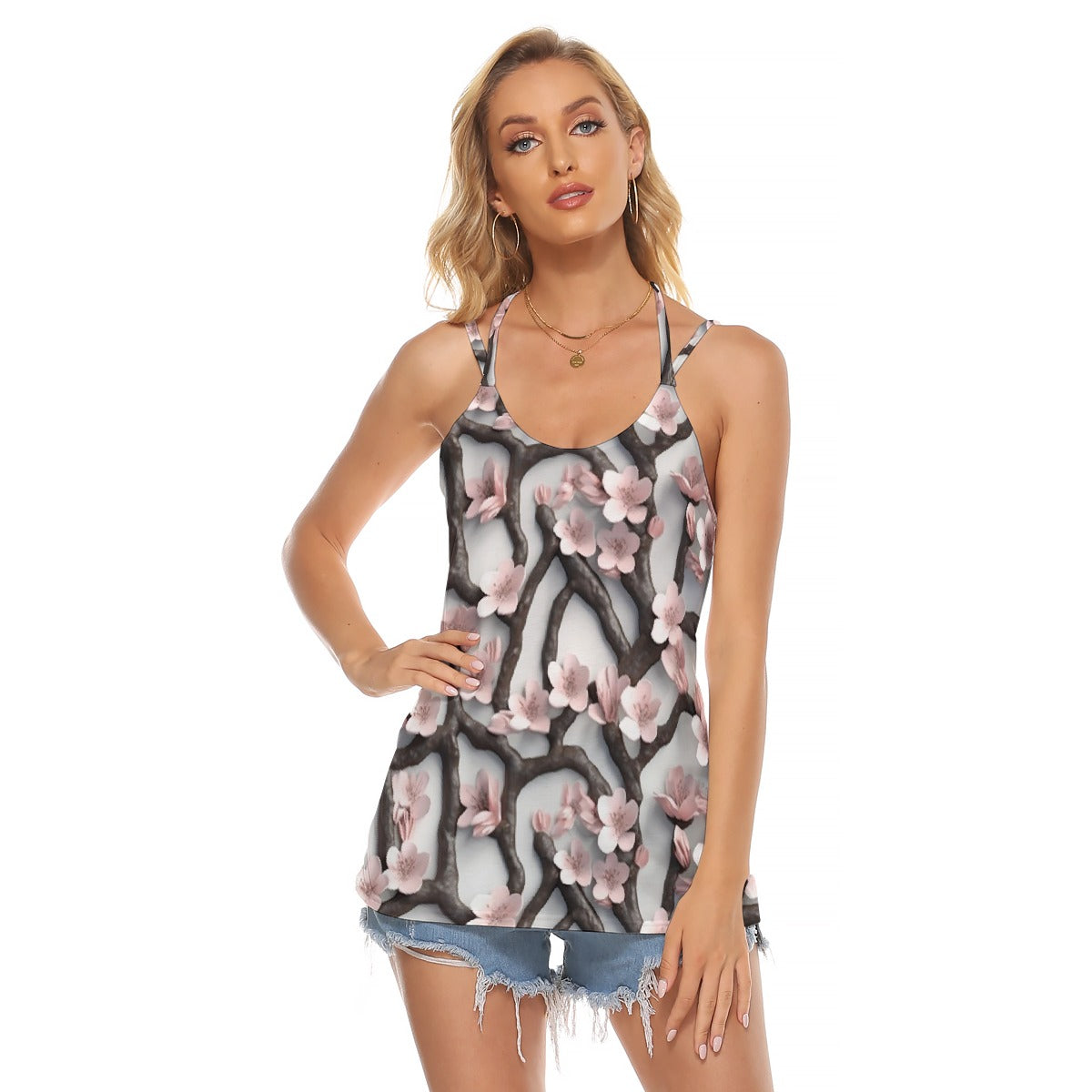 All-Over Print Women's Halter Top With Backless