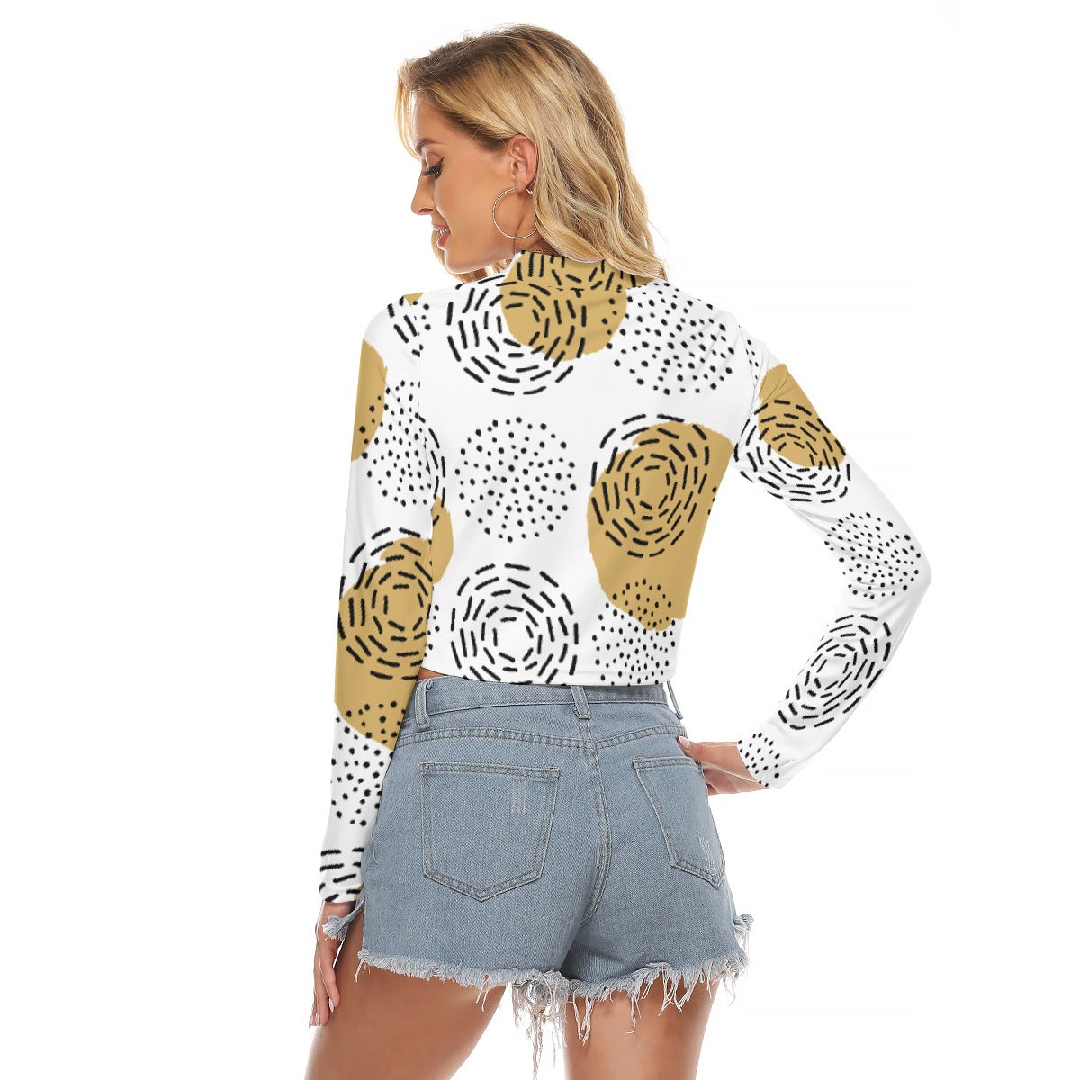 All-Over Print Women's Hollow Chest Keyhole Tight Crop Top