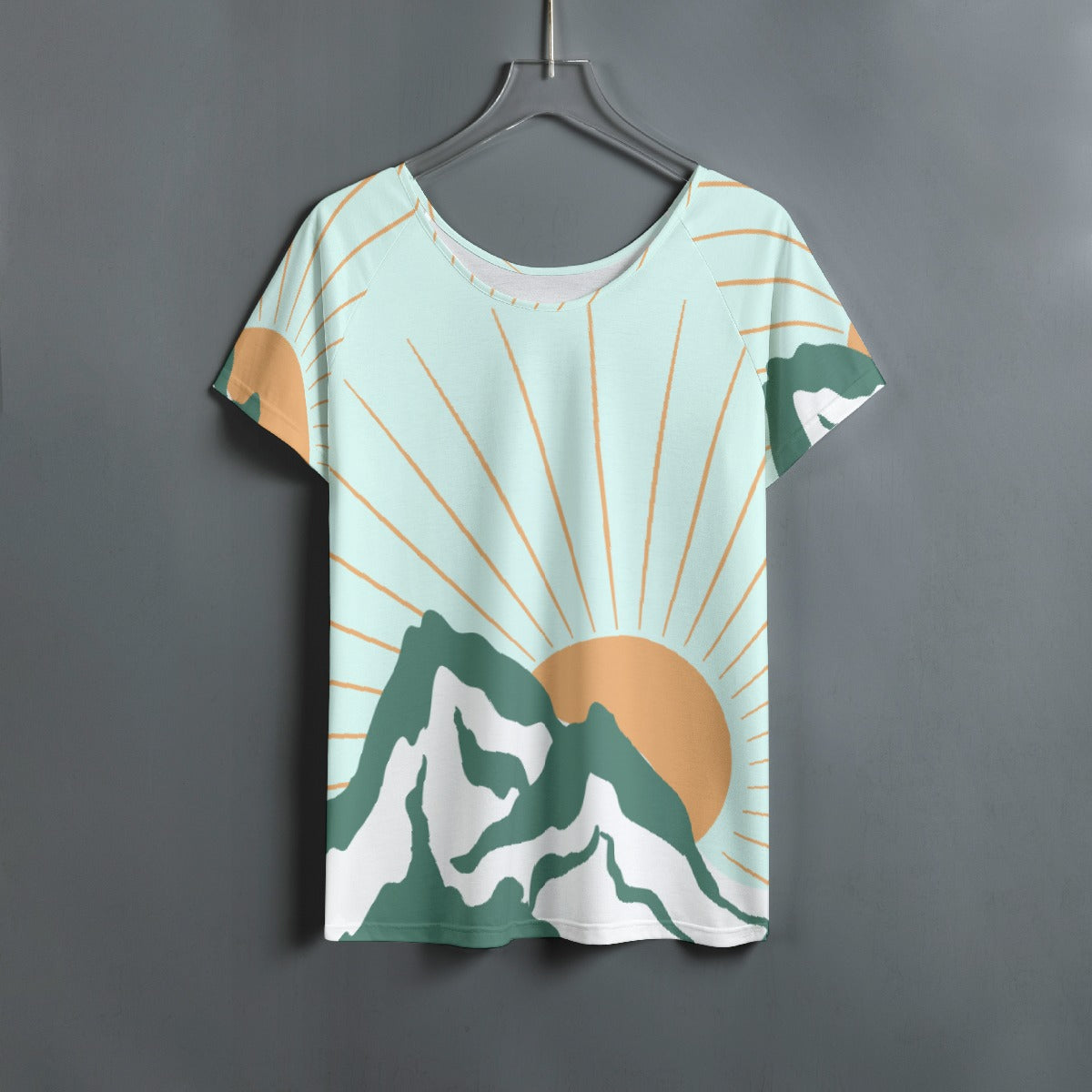 All-Over Print Women's Round Neck T-shirt With Raglan Sleeve
