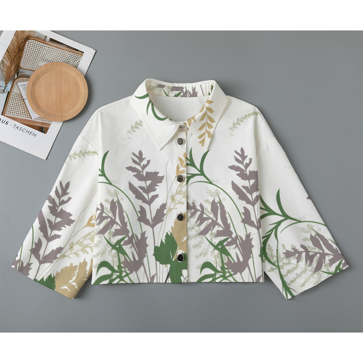 All-Over Print Women's Cropped Jacket | 245GSM Cotton
