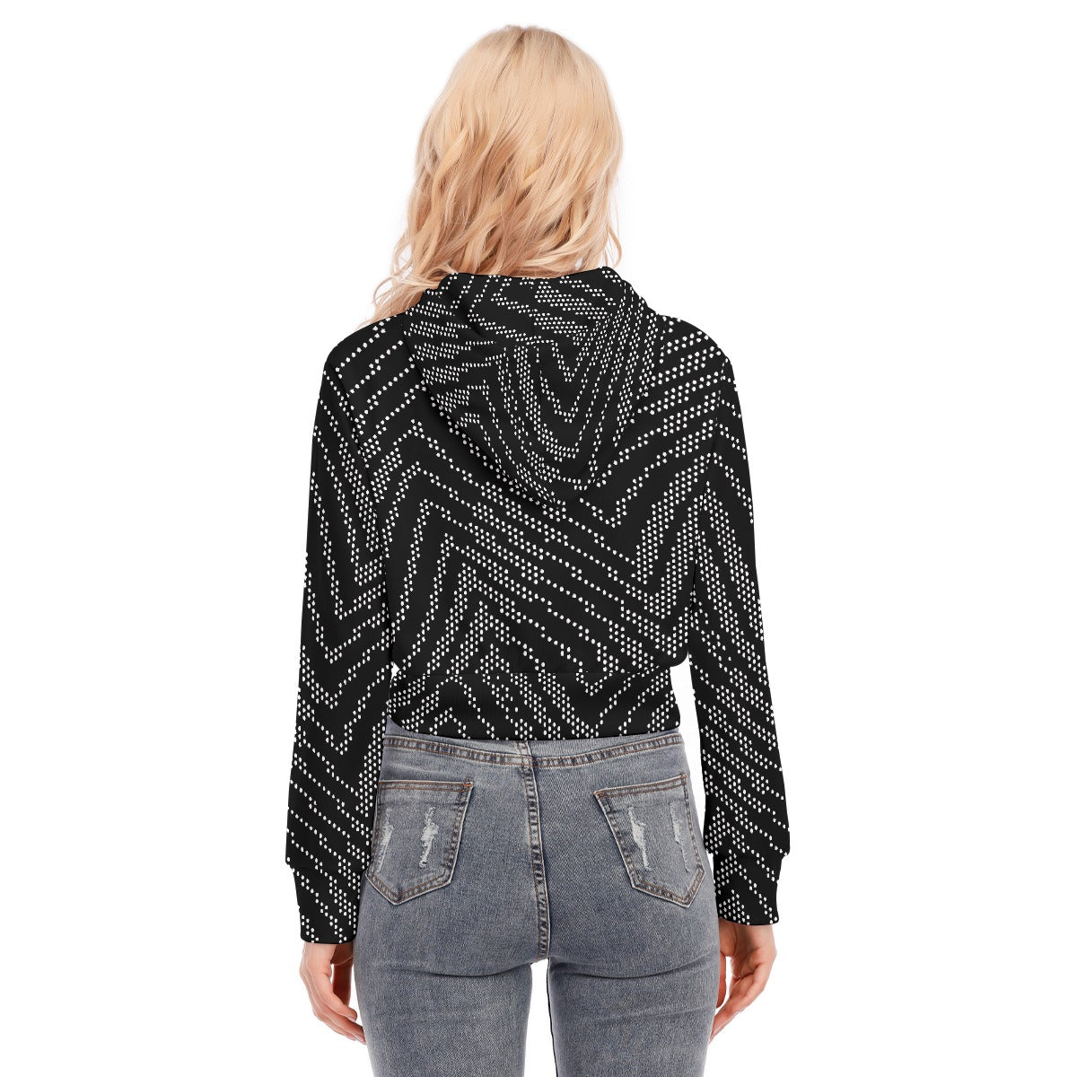 All-Over Print Women's Crop Top Hoodie With Zipper Closure