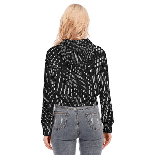 All-Over Print Women's Crop Top Hoodie With Zipper Closure