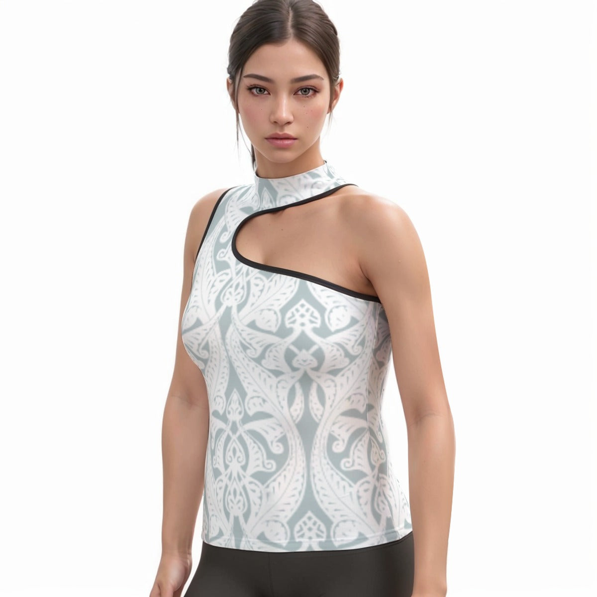 All-Over Print Women's Halter Sleeveless Asymmetrical Tank Top