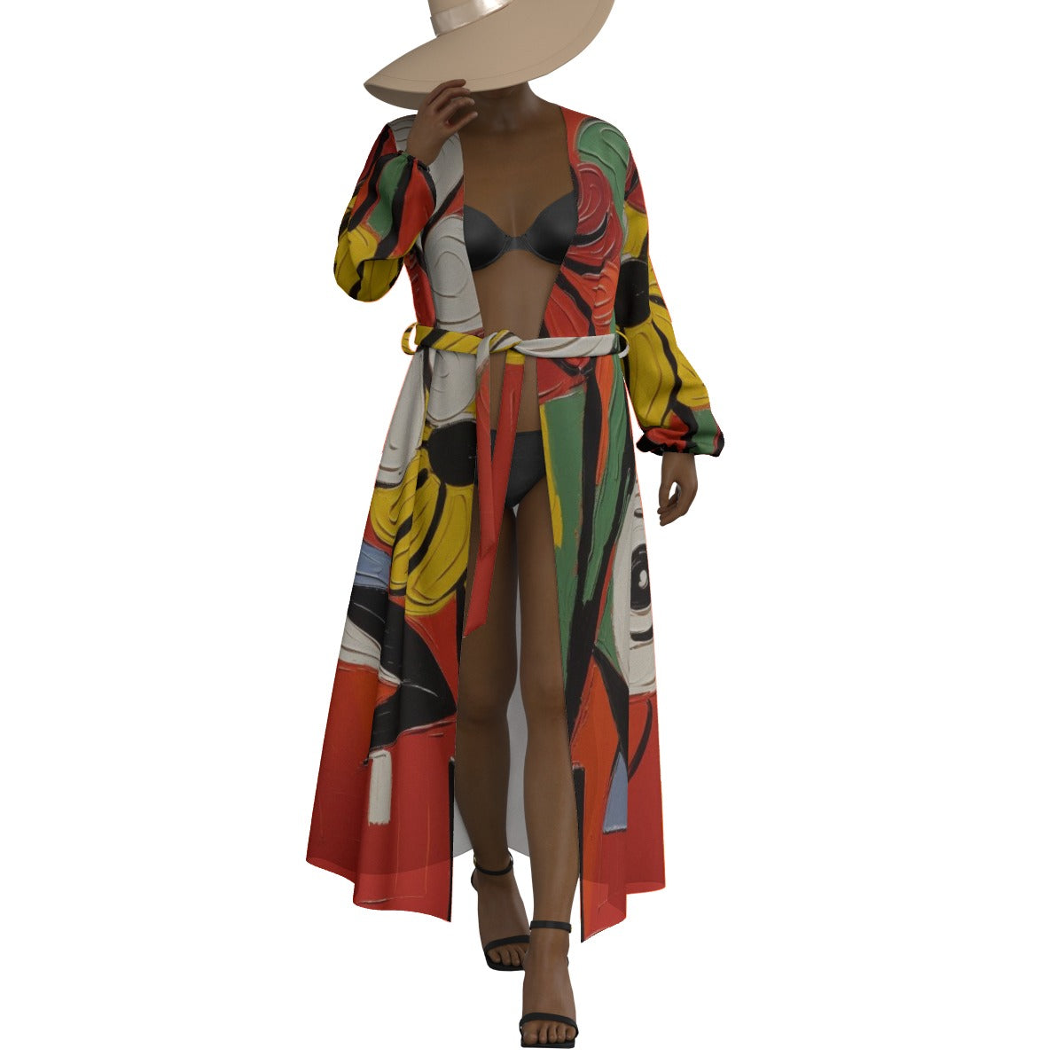 All-Over Print Women's Lace-up Chiffon Robe