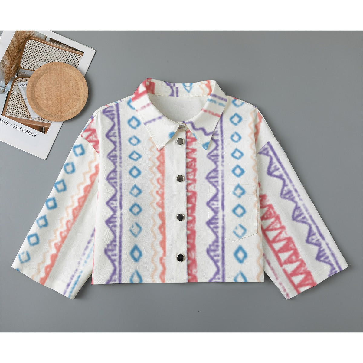 All-Over Print Women's Cropped Jacket | 245GSM Cotton