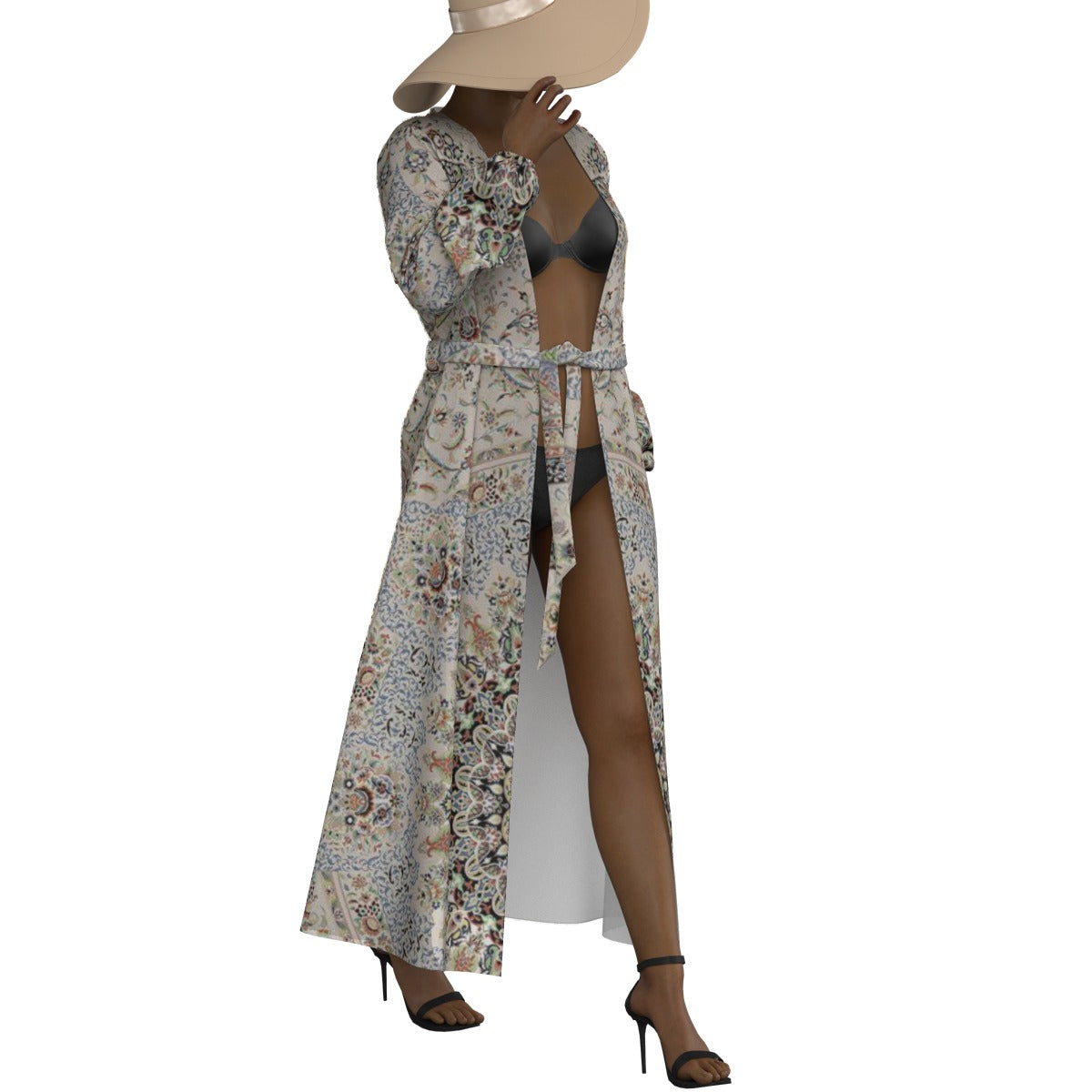 All-Over Print Women's Lace-up Chiffon Robe