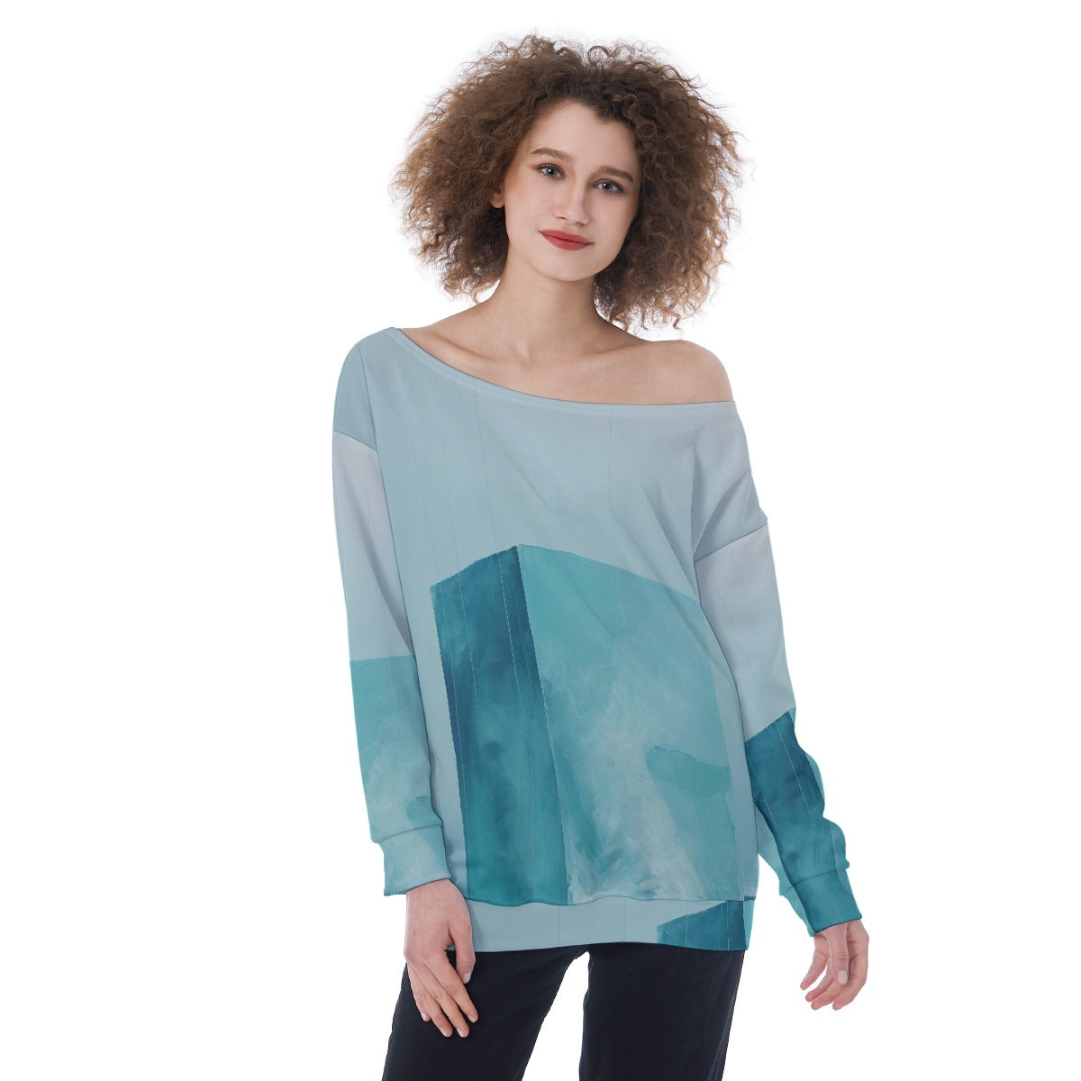 All-Over Print Oversized Women's Off-Shoulder Sweatshirt