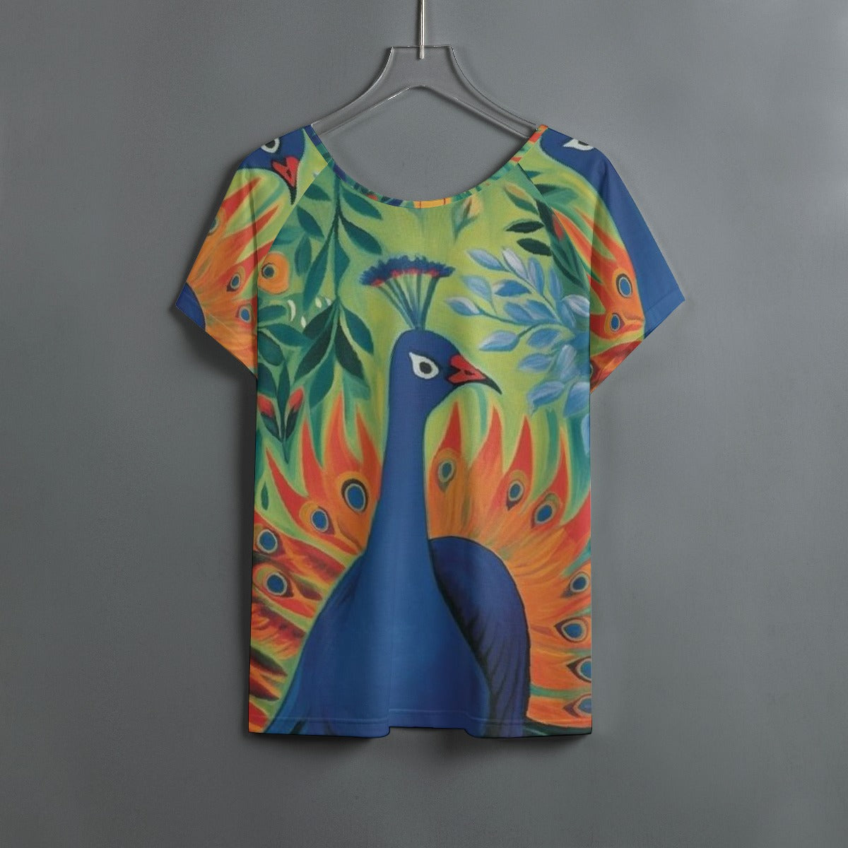 All-Over Print Women's Round Neck T-shirt With Raglan Sleeve