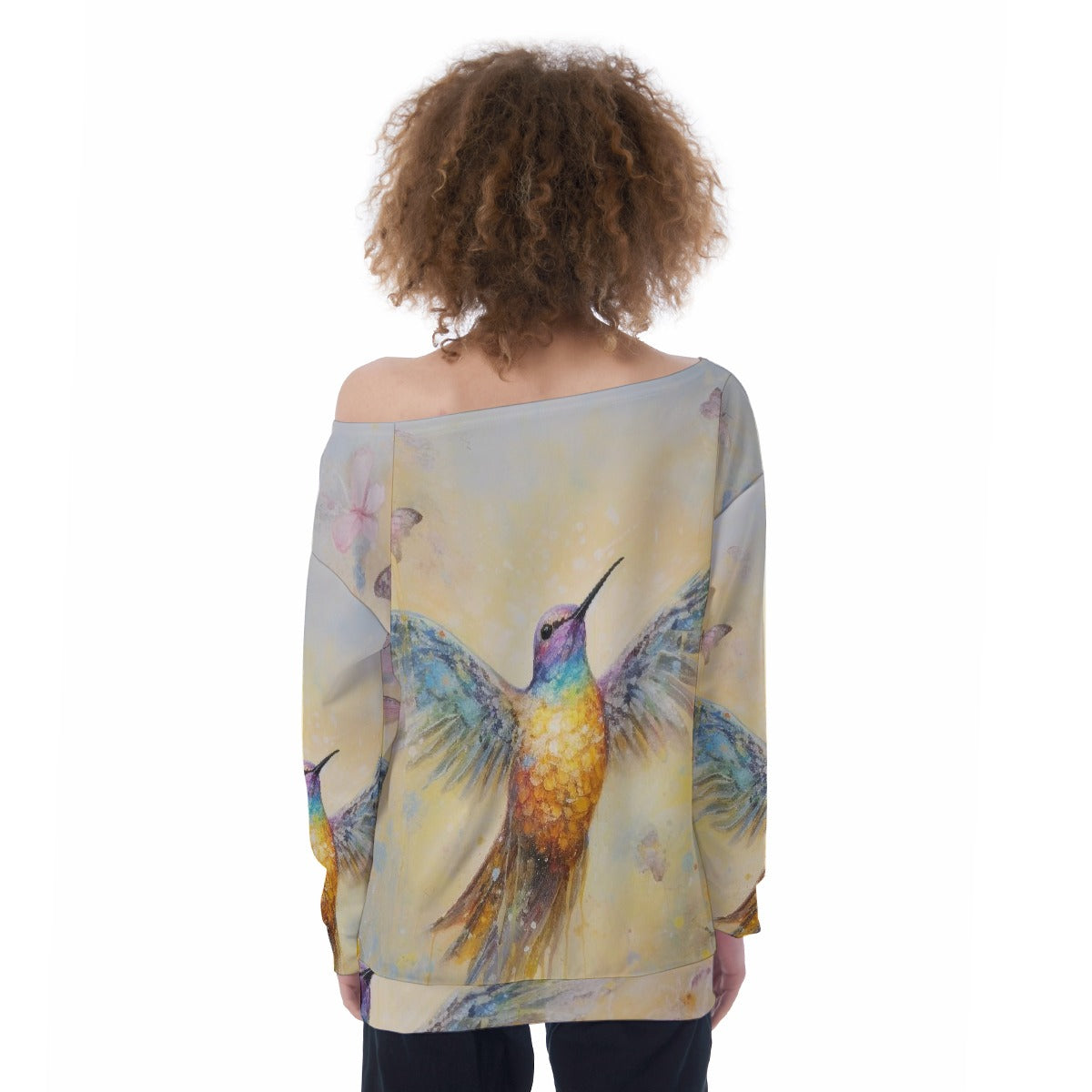 All-Over Print Oversized Women's Off-Shoulder Sweatshirt