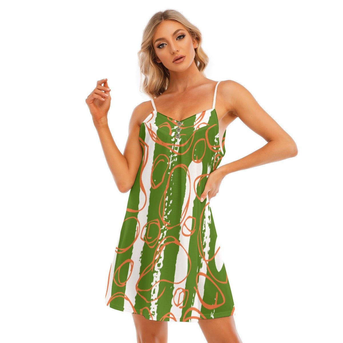 All-Over Print Women's V-neck Cami Dress