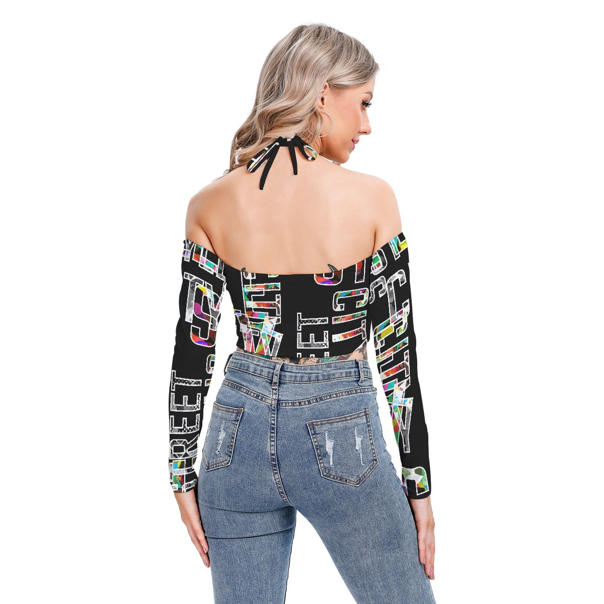 All-Over Print Women's Halter Lace-up Top