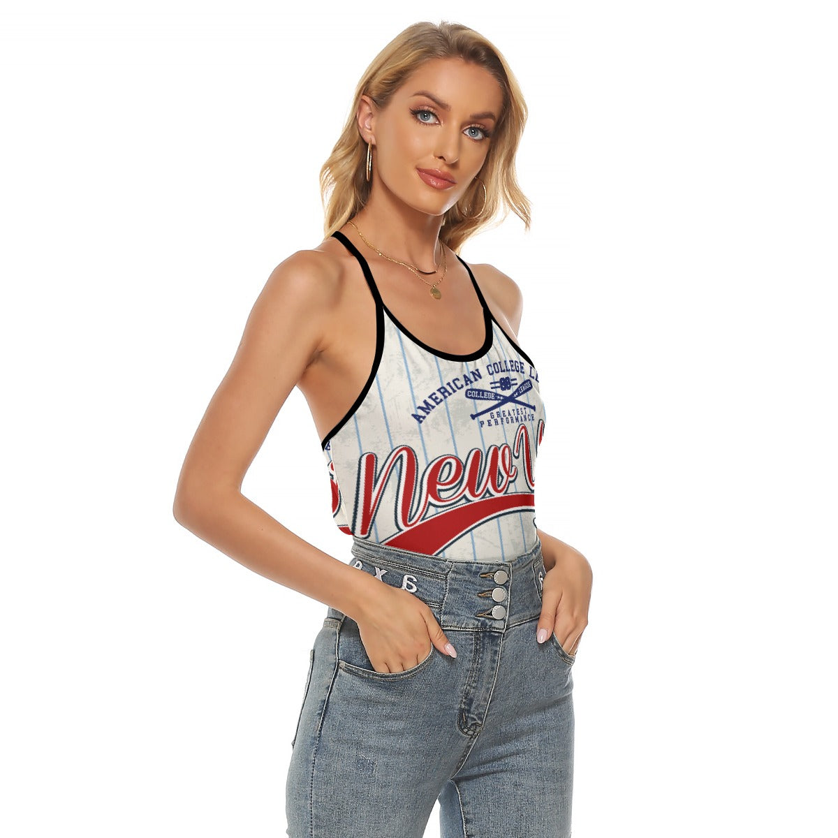 All-Over Print Women's Criss-Cross Open Back Tank Top