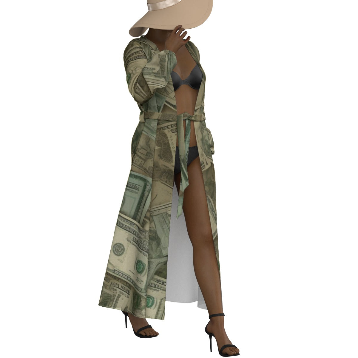 All-Over Print Women's Lace-up Chiffon Robe