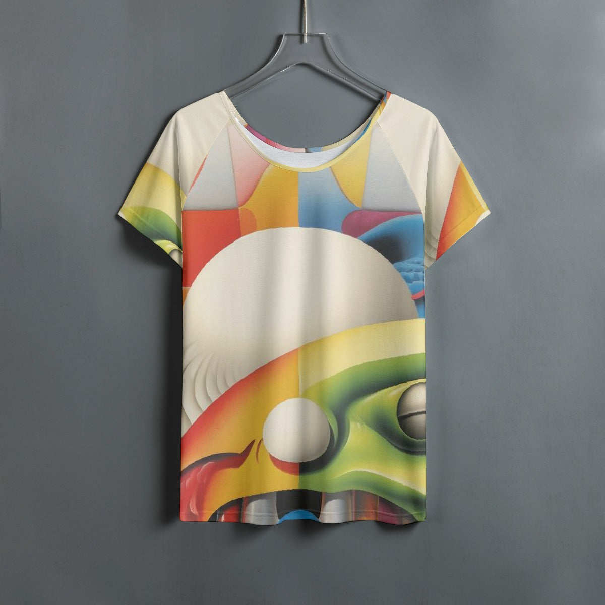 All-Over Print Women's Round Neck T-shirt With Raglan Sleeve