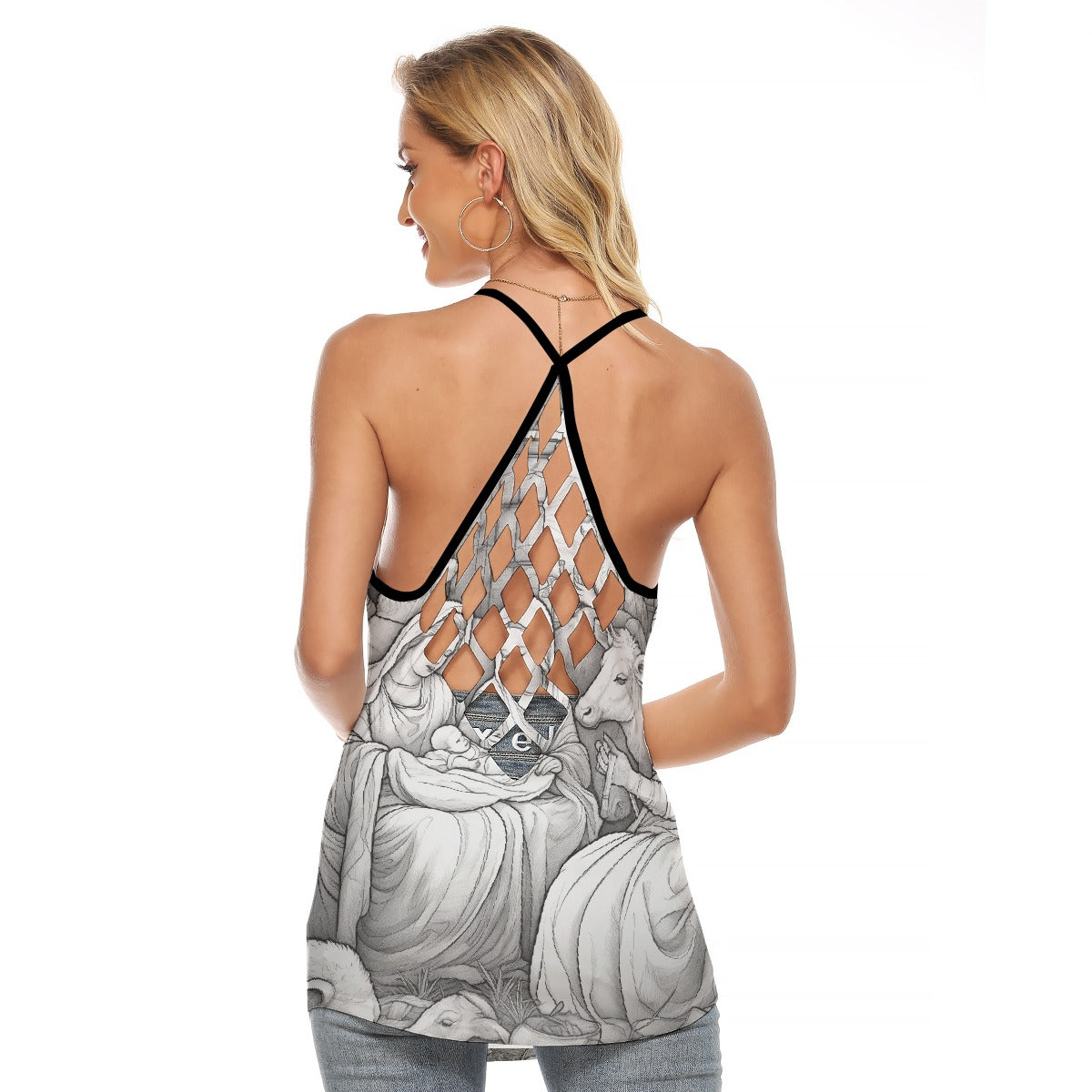 All-Over Print Women's Criss-Cross Open Back Tank Top