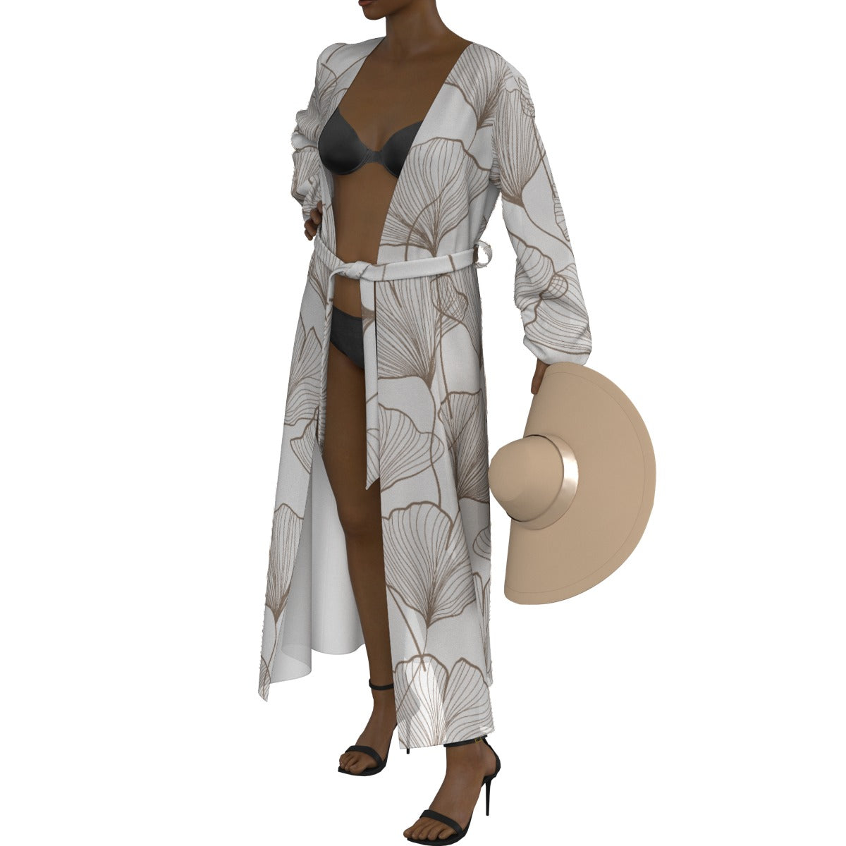 All-Over Print Women's Lace-up Chiffon Robe