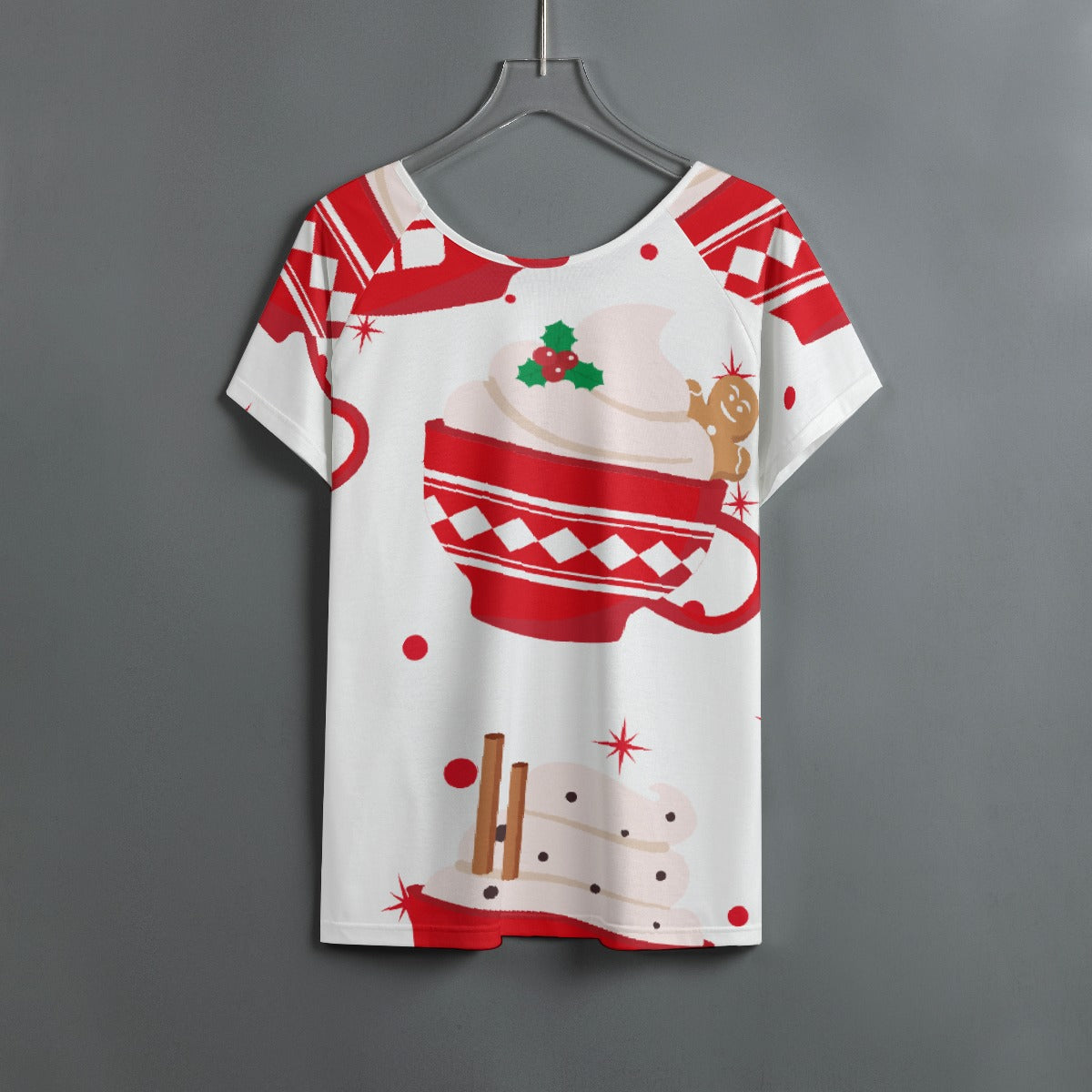 All-Over Print Women's Round Neck T-shirt With Raglan Sleeve