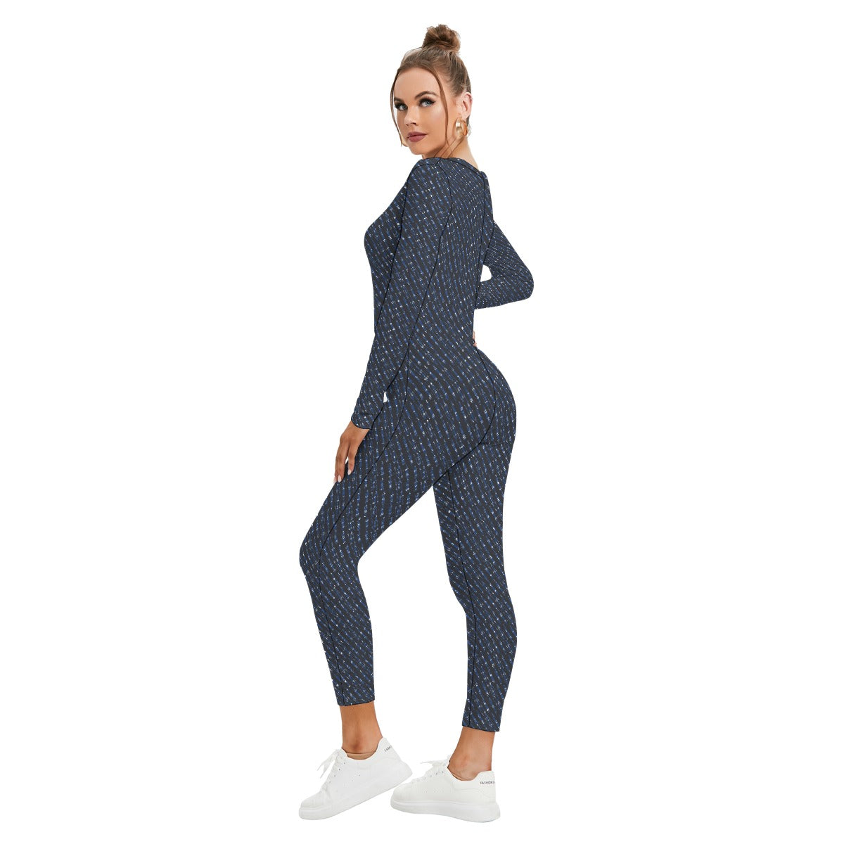 All-Over Print Women's Plunging Neck Jumpsuit