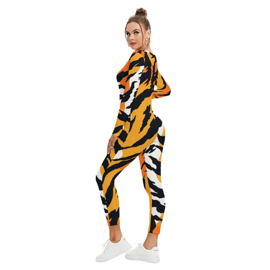 All-Over Print Women's Plunging Neck Jumpsuit