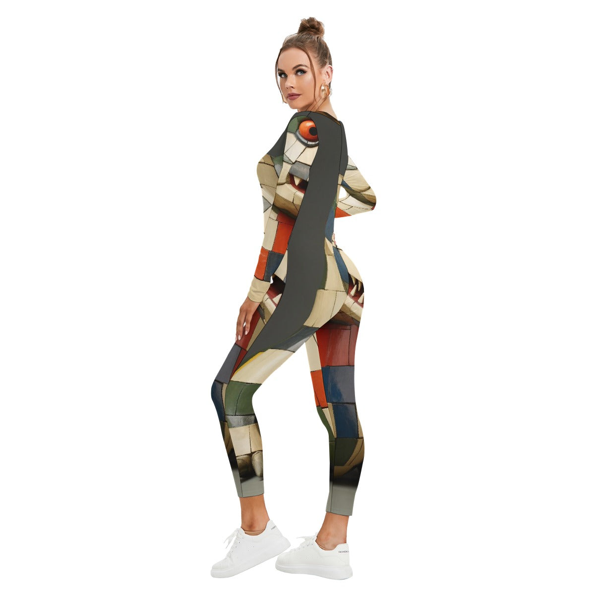 All-Over Print Women's Plunging Neck Jumpsuit