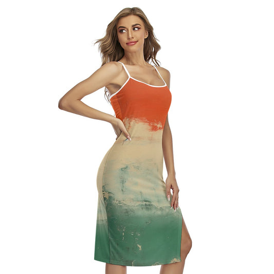 All-Over Print Women's Back Cross Cami Dress