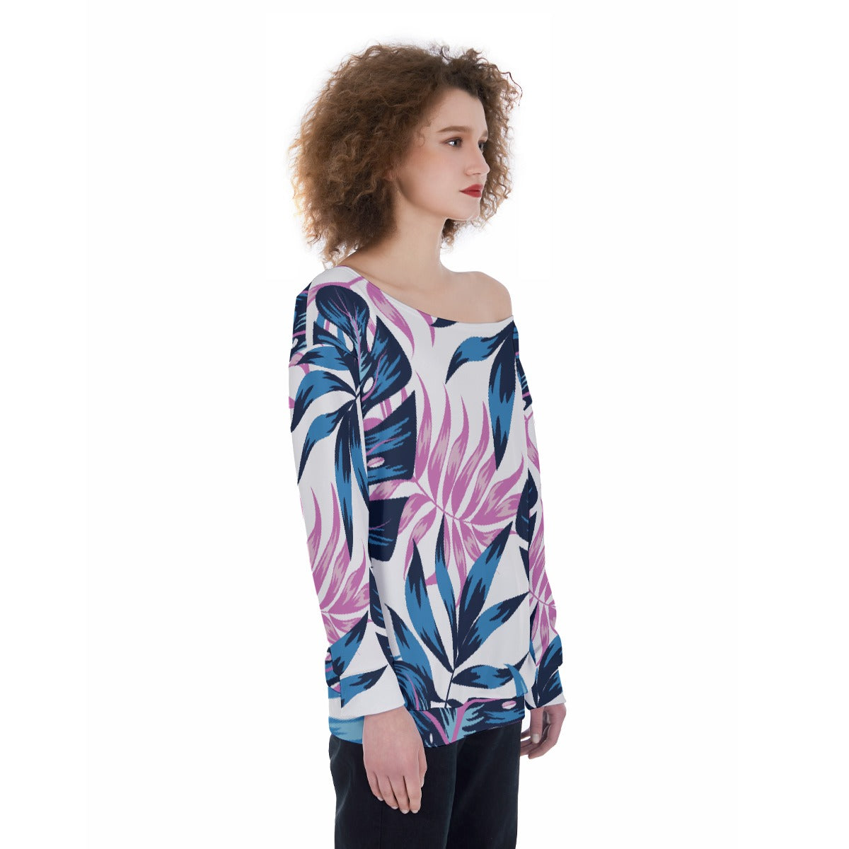 All-Over Print Oversized Women's Off-Shoulder Sweatshirt
