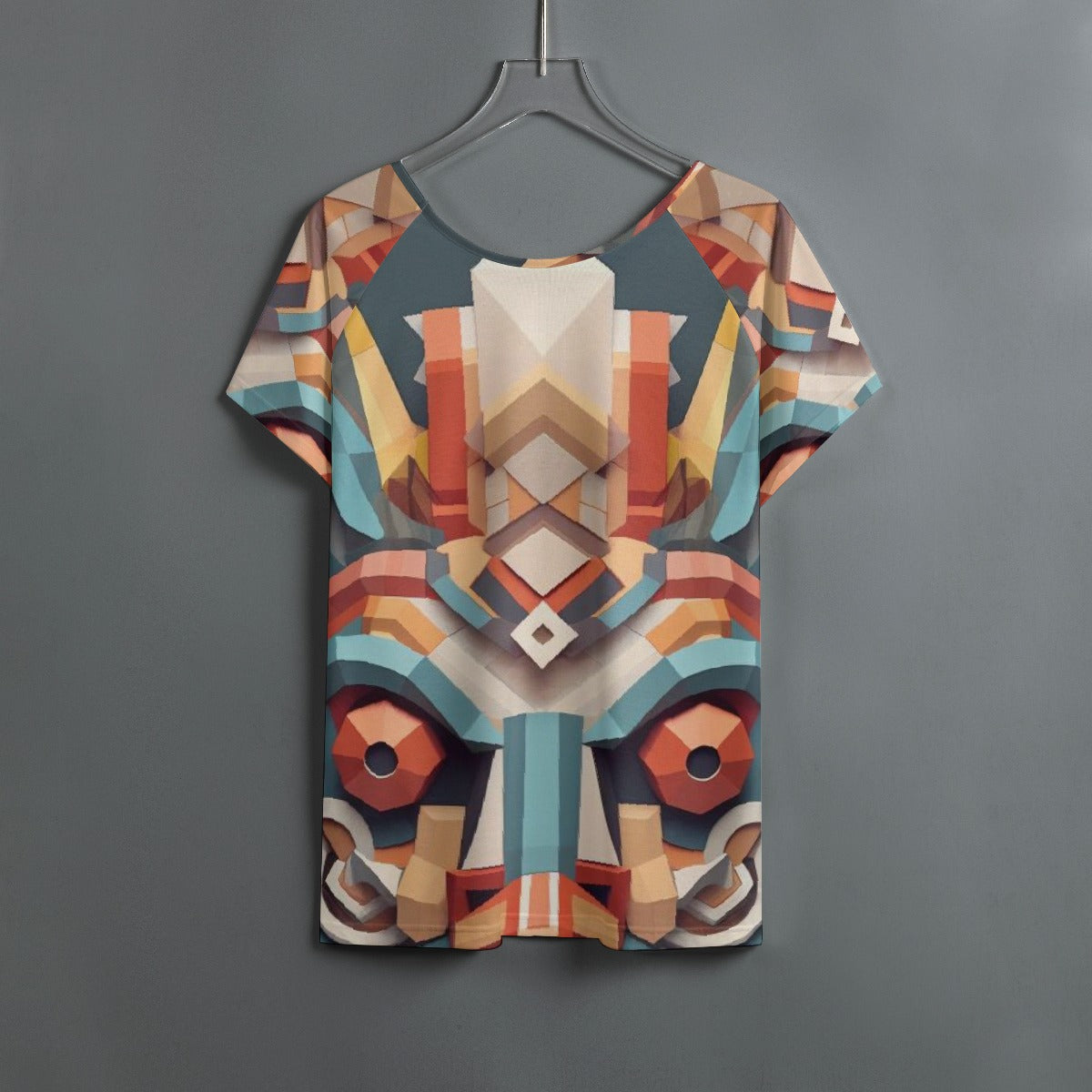 All-Over Print Women's Round Neck T-shirt With Raglan Sleeve