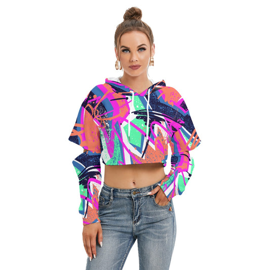 All-Over Print Women's Heavy Fleece Hoodie With Hollow Out Sleeve