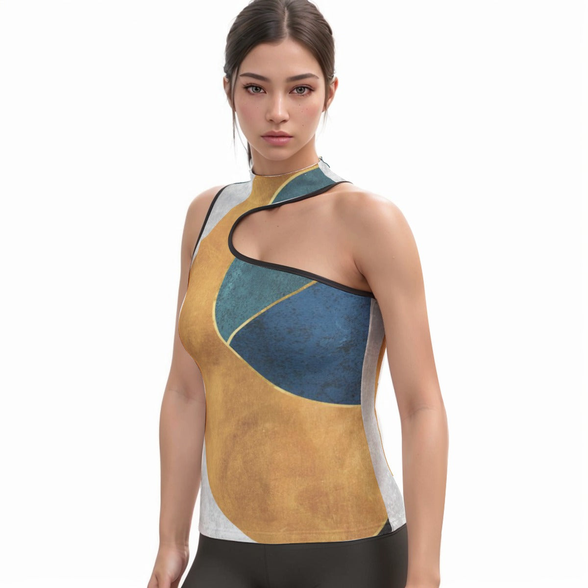 All-Over Print Women's Halter Sleeveless Asymmetrical Tank Top