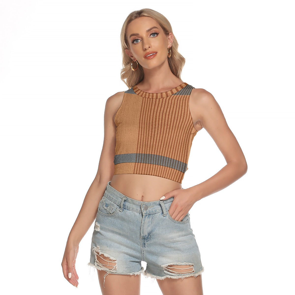 All-Over Print Women's Sleeveless Back Hollow Crop Top