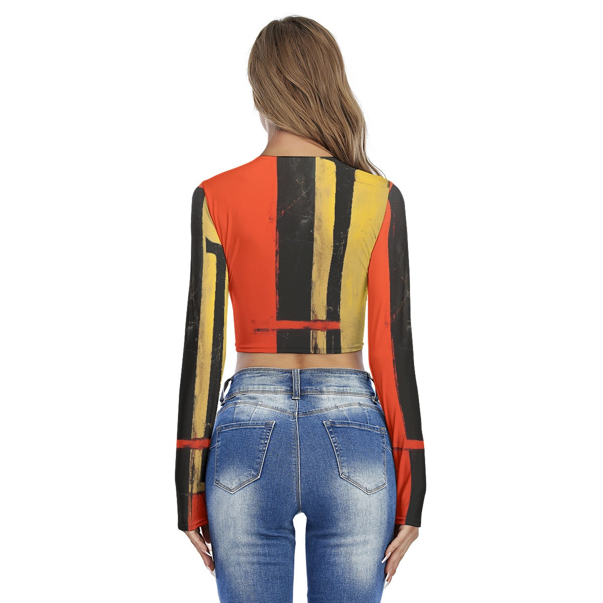 All-Over Print Women's Round Neck Crop Top T-Shirt