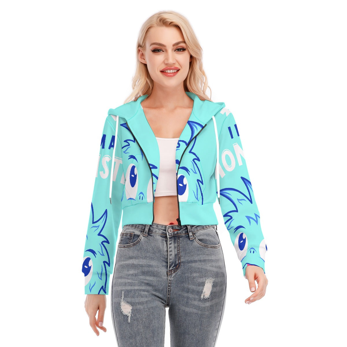 All-Over Print Women's Crop Top Hoodie With Zipper Closure