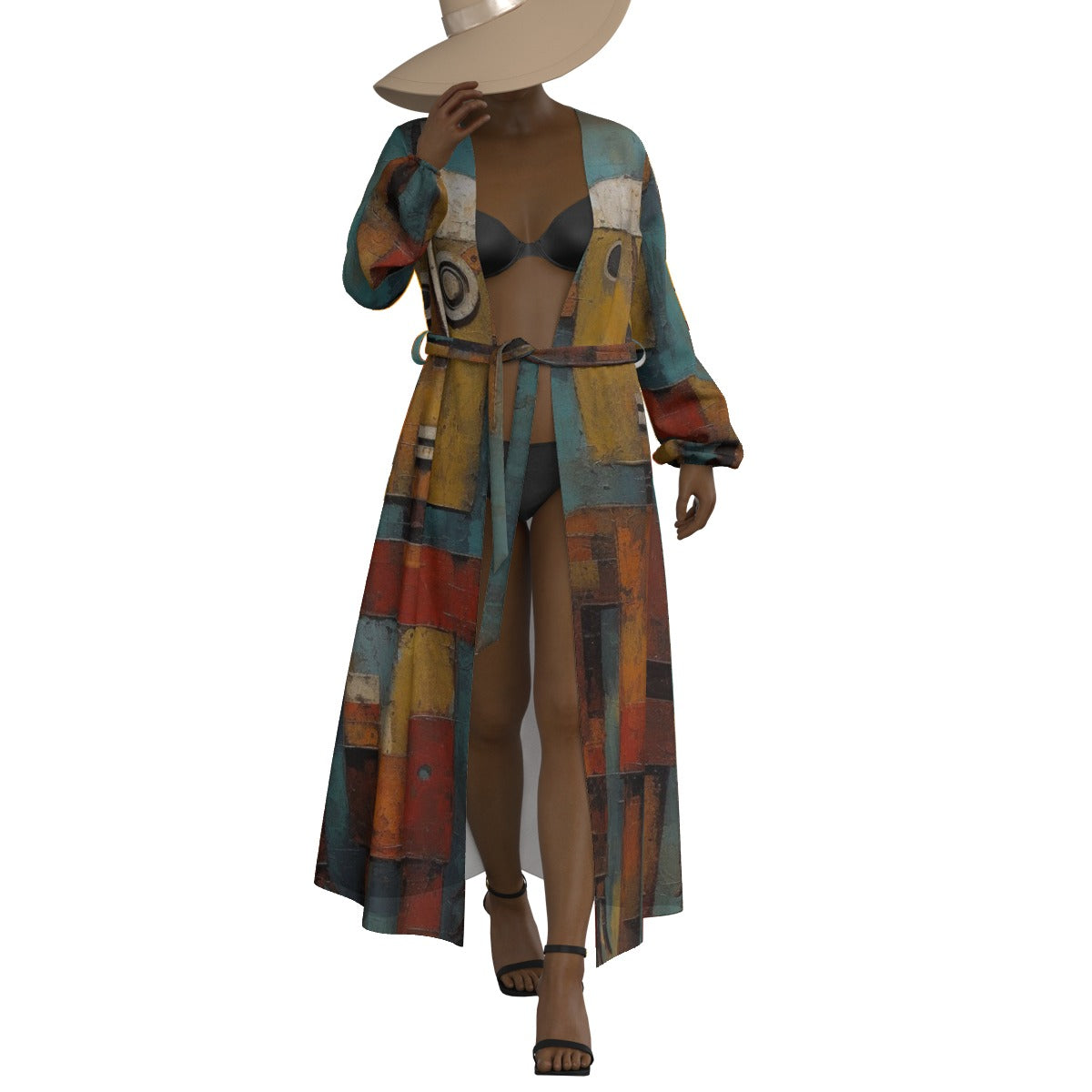 All-Over Print Women's Lace-up Chiffon Robe