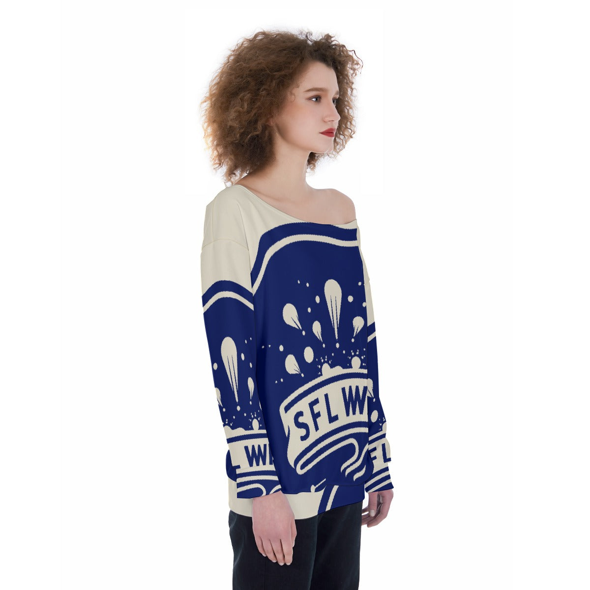 All-Over Print Oversized Women's Off-Shoulder Sweatshirt