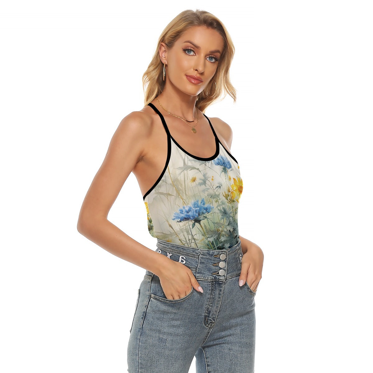 All-Over Print Women's Criss-Cross Open Back Tank Top