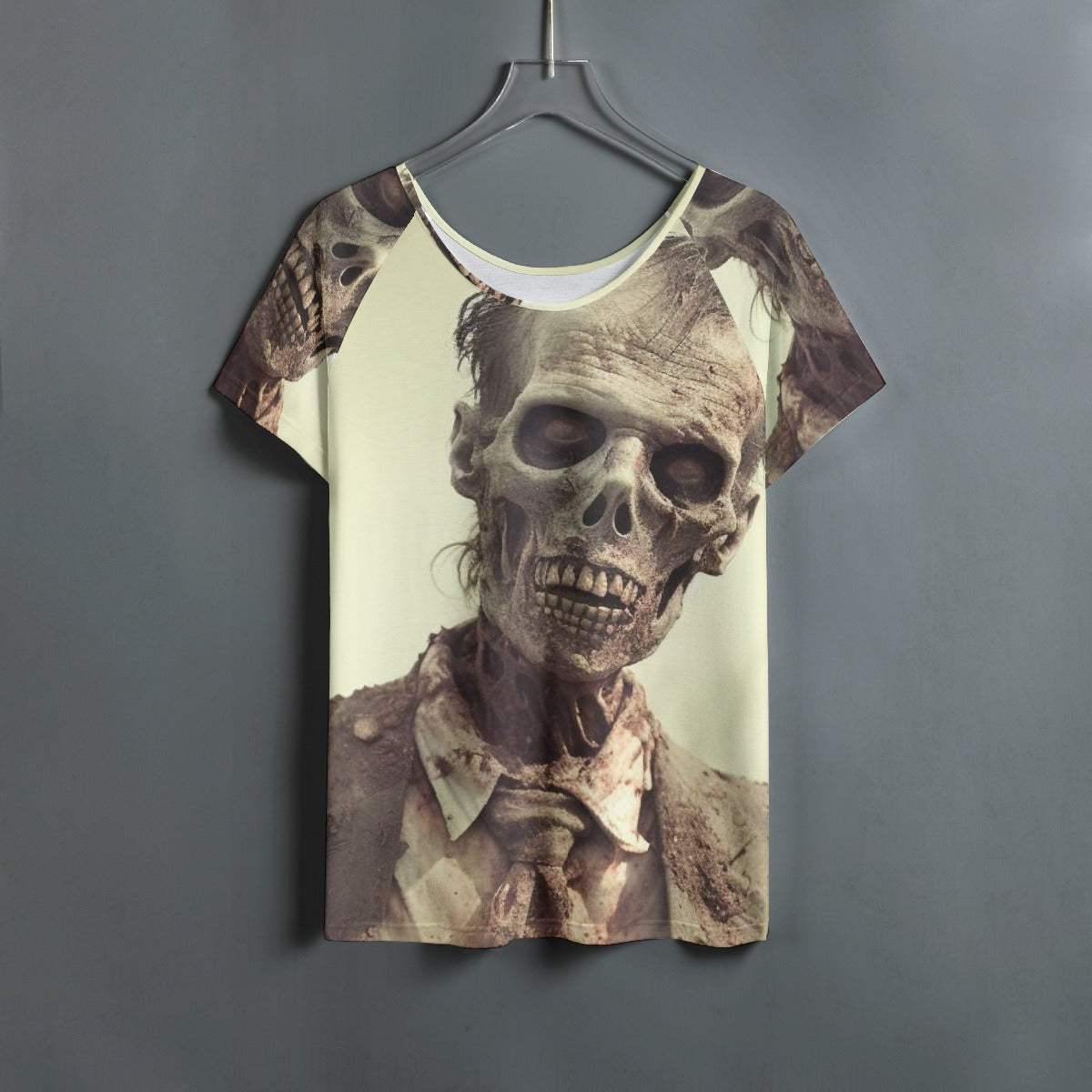 All-Over Print Women's Round Neck T-shirt With Raglan Sleeve